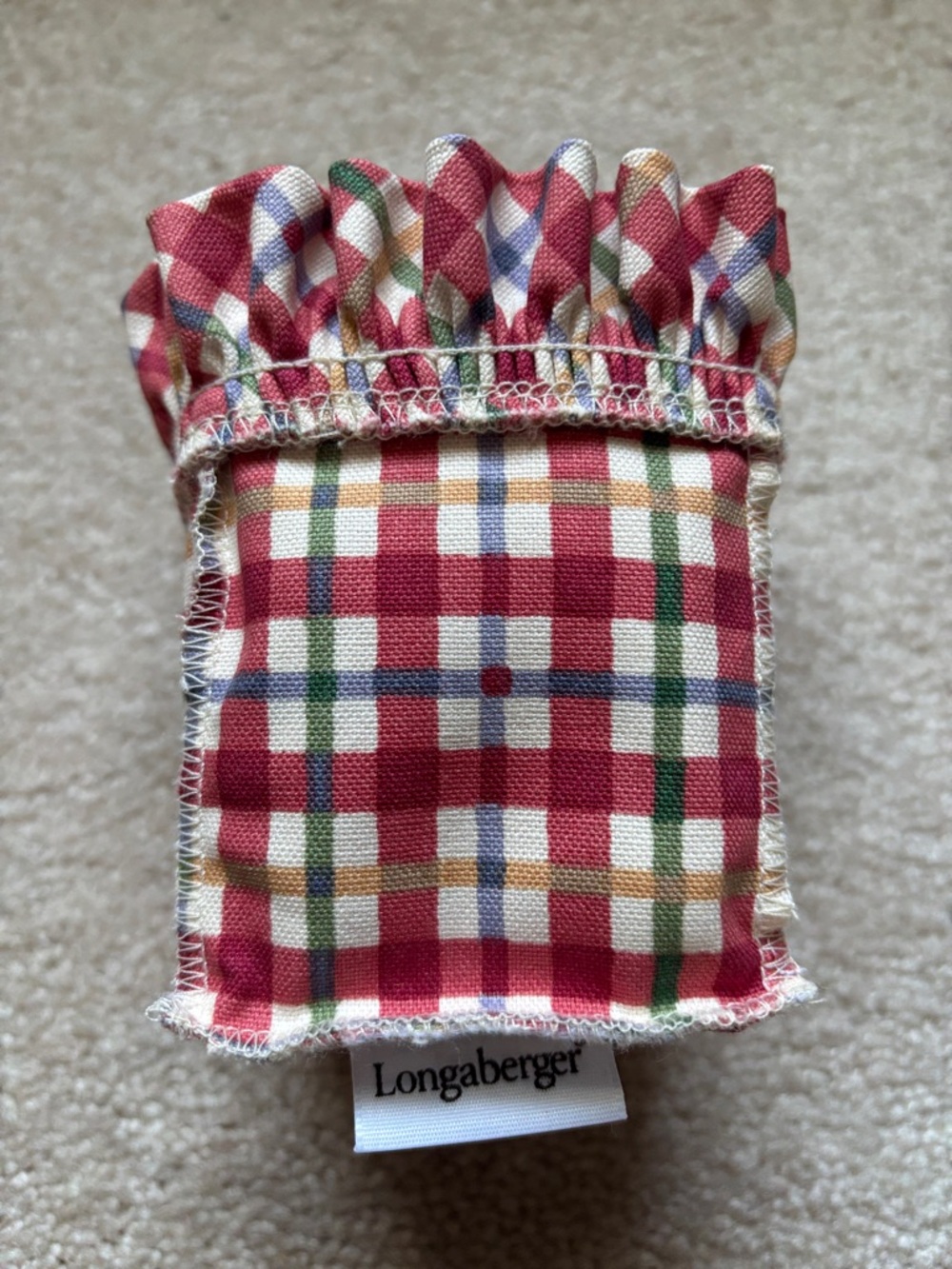 Longaberger Chives Mini Booking Basket with Plaid Liner and Protector - Picture 3 of 8